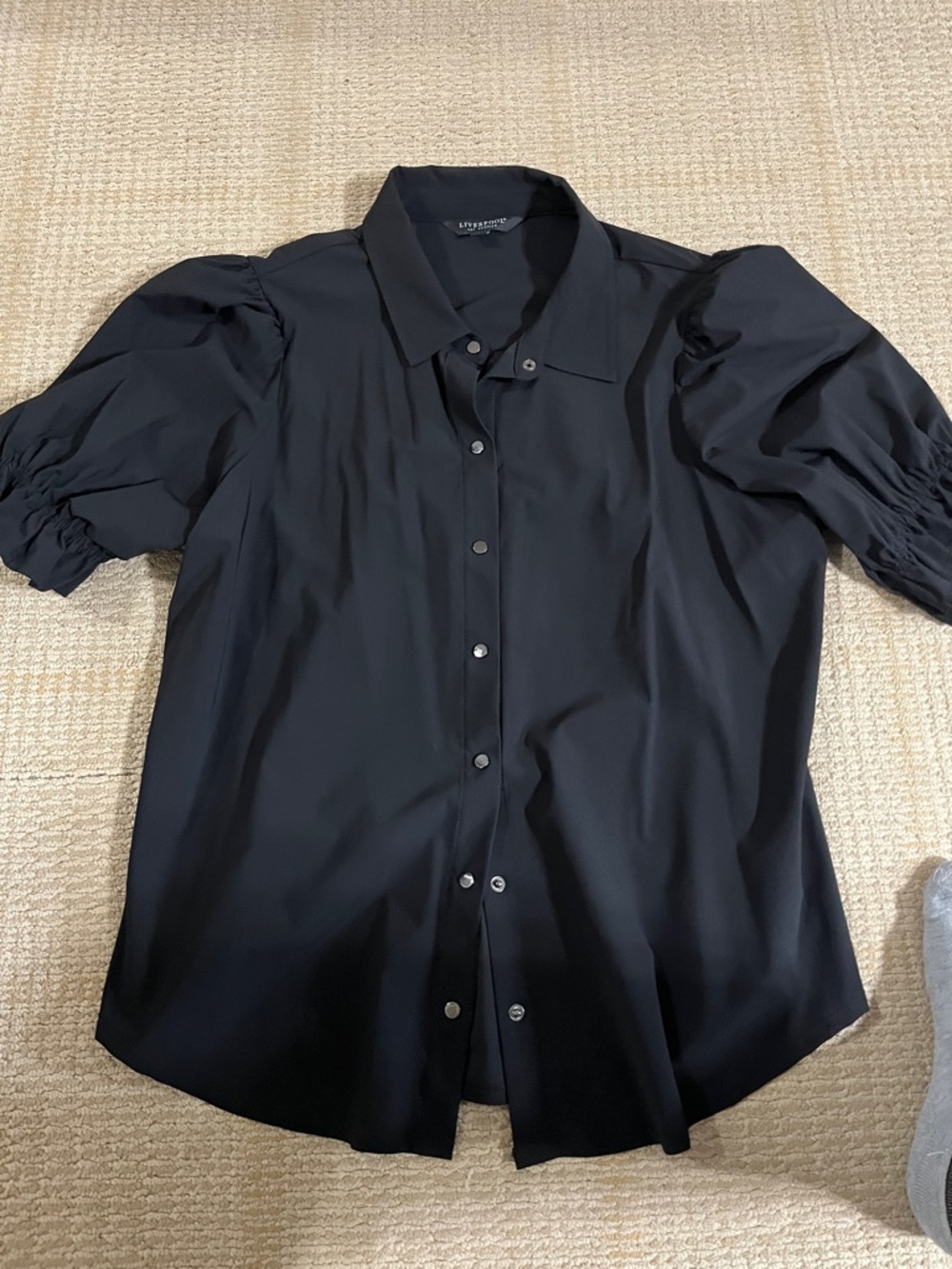 Liverpool shirt puff sleeve button down (snaps)